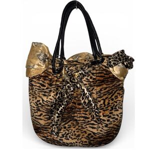 Leopard Print purse/tote bag with Black Accents